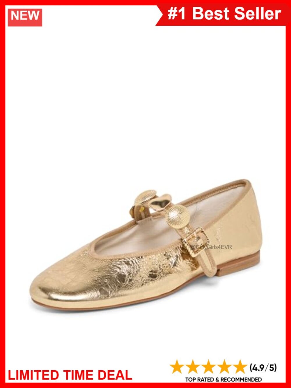 Relan Ballet Flat Leather Pull-On Round Toe Casual Party Shoe